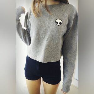 Brandy Melville Alien Patch Cropped Crewneck